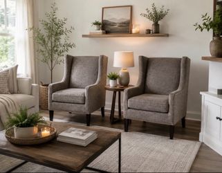 Madison Park Barton Wingback Brown Accent Chairs - Stylish & Comfortable