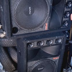 Large PA Type Speakers With 15 In Woofers