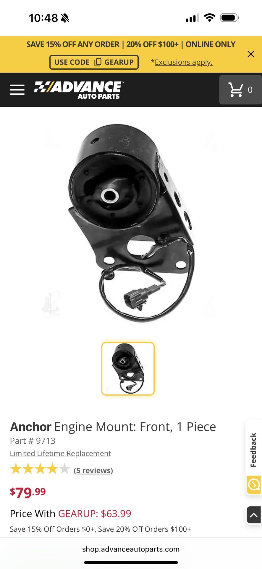 2004 - 2008 Nissan Maxima Engine Front Mount