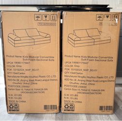 Flash Furniture Kids Play Couch, 6-Piece, 56", Gray Modular Foam, Removable Covers, Convertible, Kid