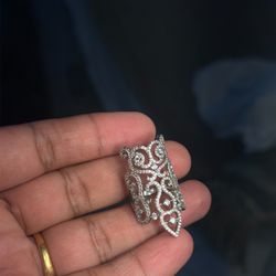 925 Sterling Silver CZ Filigree Ring Size 6 Elegant Design