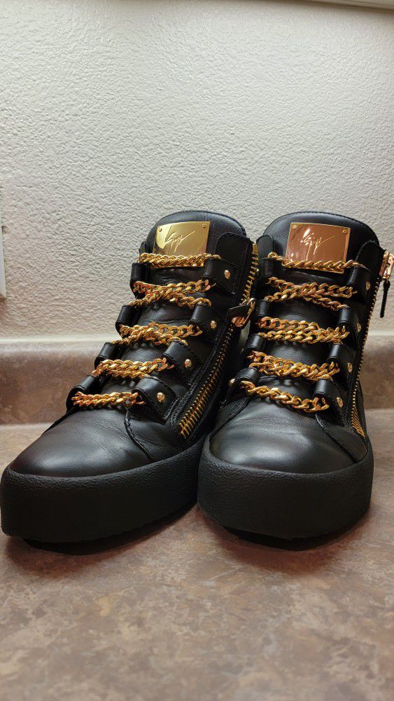 harmonisk organ kasseapparat Giuseppe Zanotti High Top May London Chain Lace Black Leather Sneakers Size  10.5 for Sale in Simi Valley, CA - OfferUp
