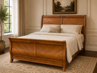 Queen bed frame comes with free mattress and box spring
