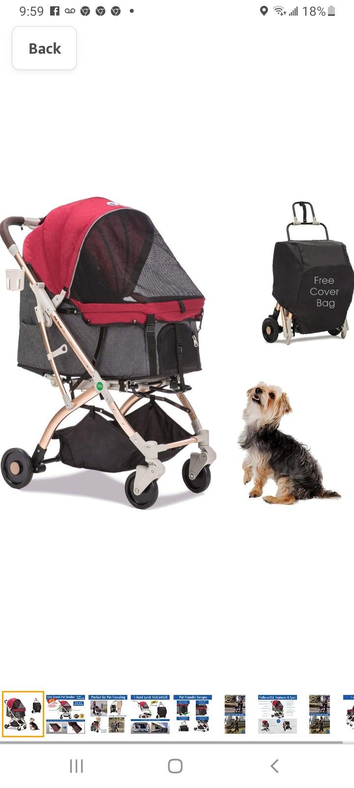 HPZ Pet Rover Lite Premium Light-Weight Dog/Cat/Pet Stroller Travel Carriage

