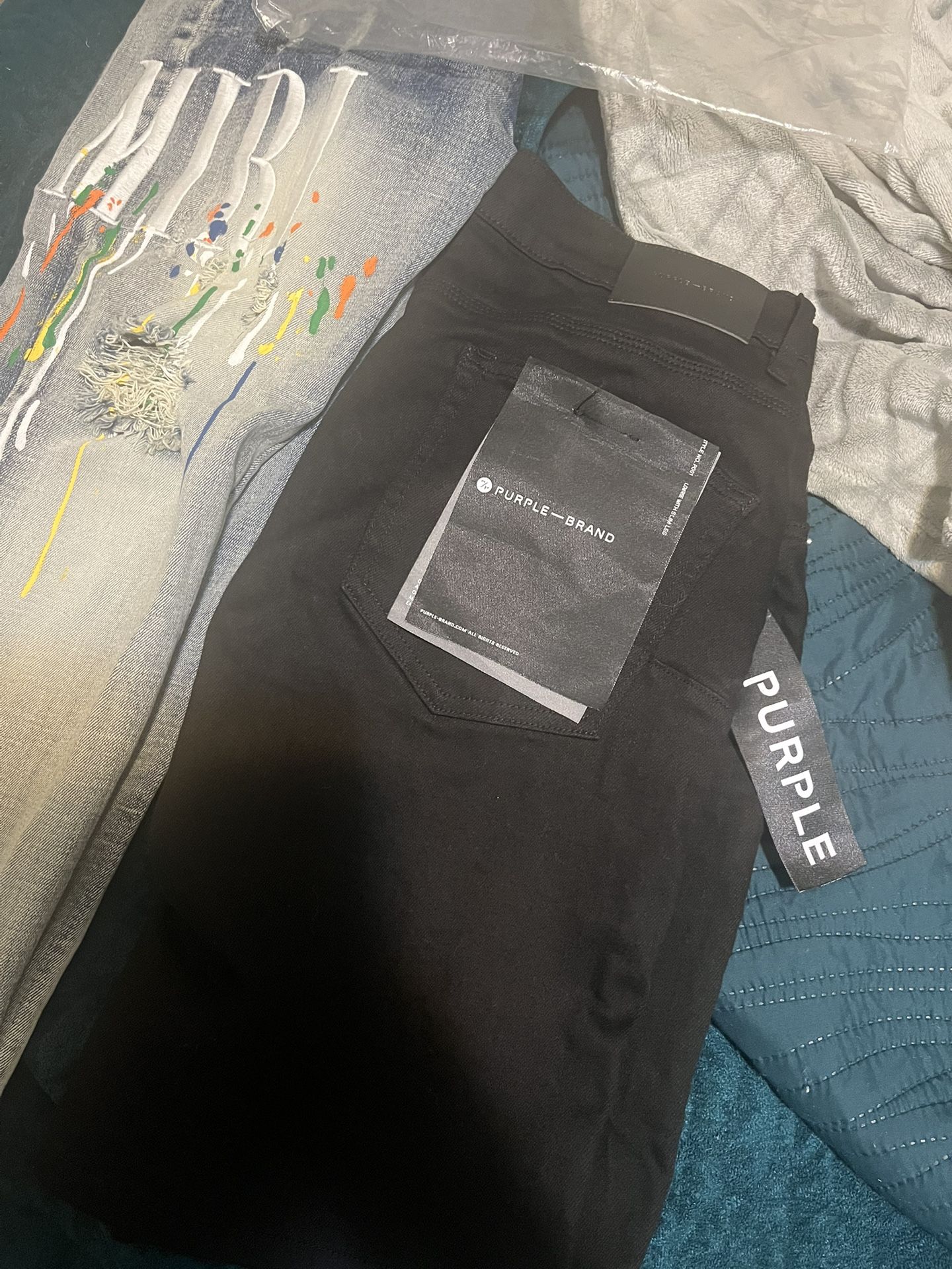 Purple Shorts And Amiri Jeans