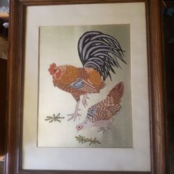 Vintage 80’s Embroidered Rooster Art