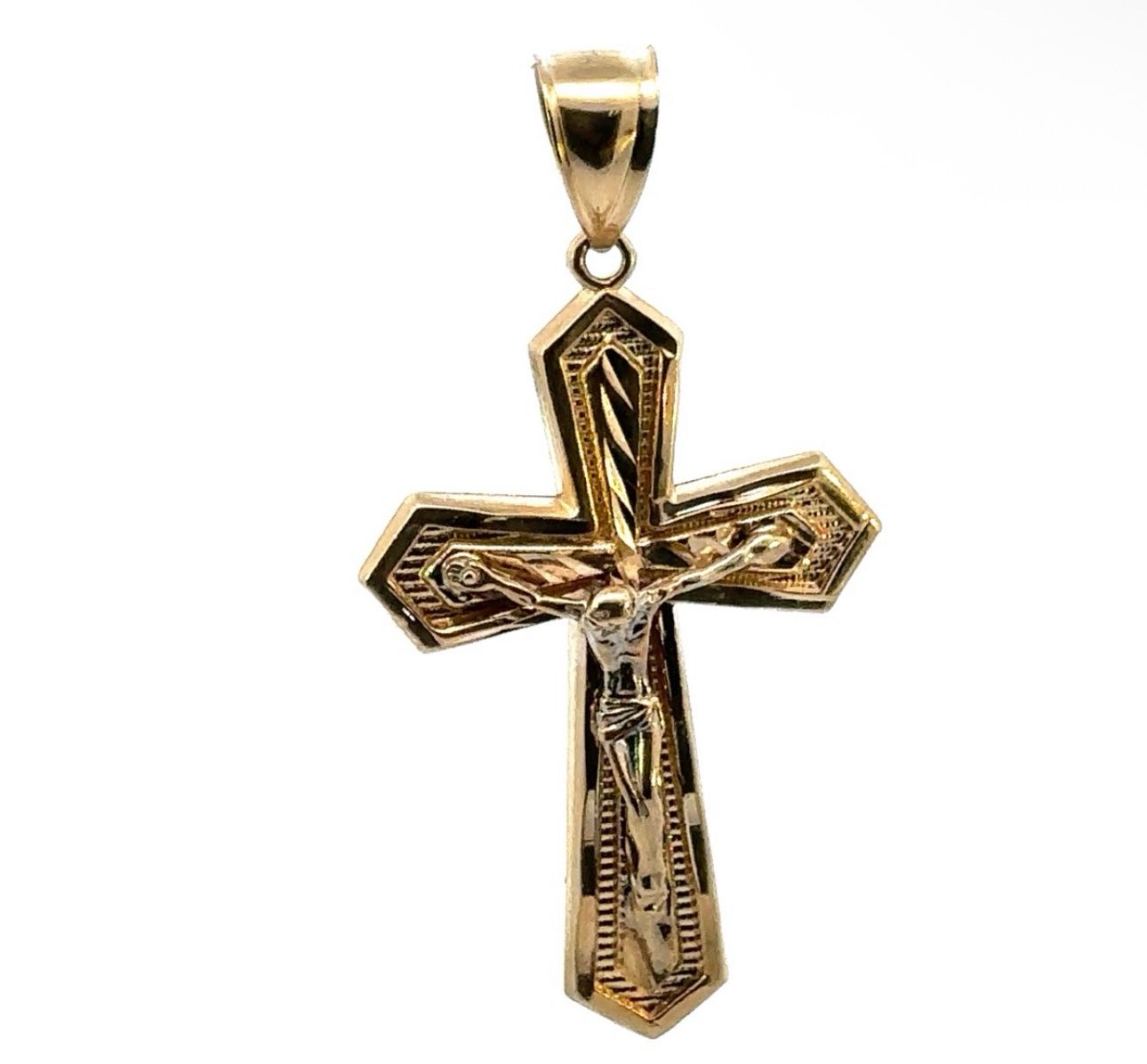 10k Two Toned White Yellow Gold Cross Crucifix Pendant Charm For Necklace GP3112807