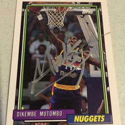 Dikembe Mutombo Autographed Card with COA 