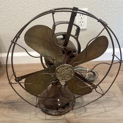 Brass GE Vortalex Oscillating 3 Speed Fan, Beautiful and Clean