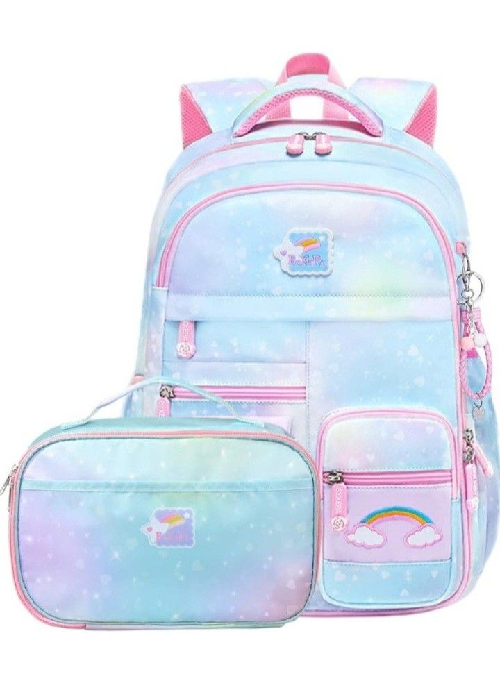 Kids Backpack School Backpacks with Insulated Lunch Box for School Elementary Girl, School Bag with Laptop Compartments, Galaxy Blue BRANDNEW.