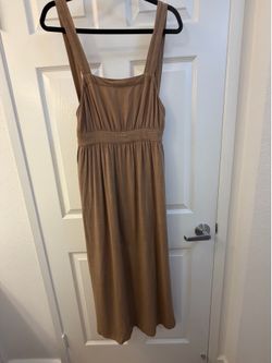 Rachel Pally Lian Hazelnut Linen Blend Empire Maxi Dress, Aprox S