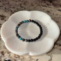 3 - 6” Blue Imperial Jasper and Onyx Bracelets