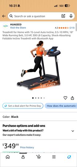 Treadmill for Home with 15-Level Auto Incline, 0.5-10 MPH, 18" Wide Running Belt, 3.0 HP, 300 LB Capacity, Shock-Absorbing Foldable Incline Treadmill 