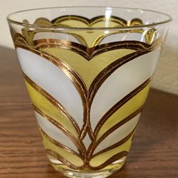 Vintage Georges Briard Lotus MCM Gold Textured Lowball Tapered Glasses