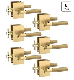 Asidrama 6 Pack Champagne Bronze Privacy Interior Door Handles Thumb-Turn Privacy Lock,Fits 1-3/8"-1-3/4" Doors,Adj. 2-3/8"-2-3/4" Latch,Heavy-duty Zi