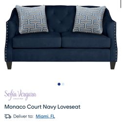 Sofia Vergara Collection Monaco Court Navy Loveseat