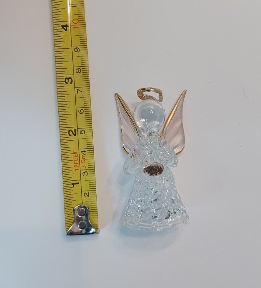Spun And Blown Glass Angel Playing An Instrument