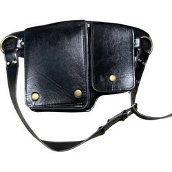 Black Leather Fanny Pack