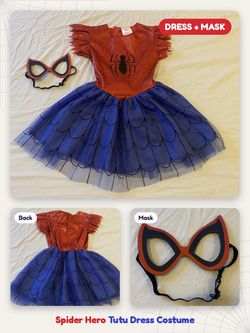 Spider-Man Girls Tutu Dress Costume with Mask