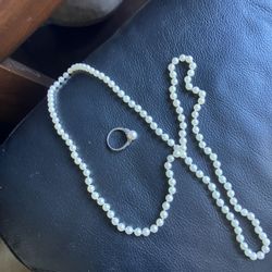 Necklace And Ring-Pearl