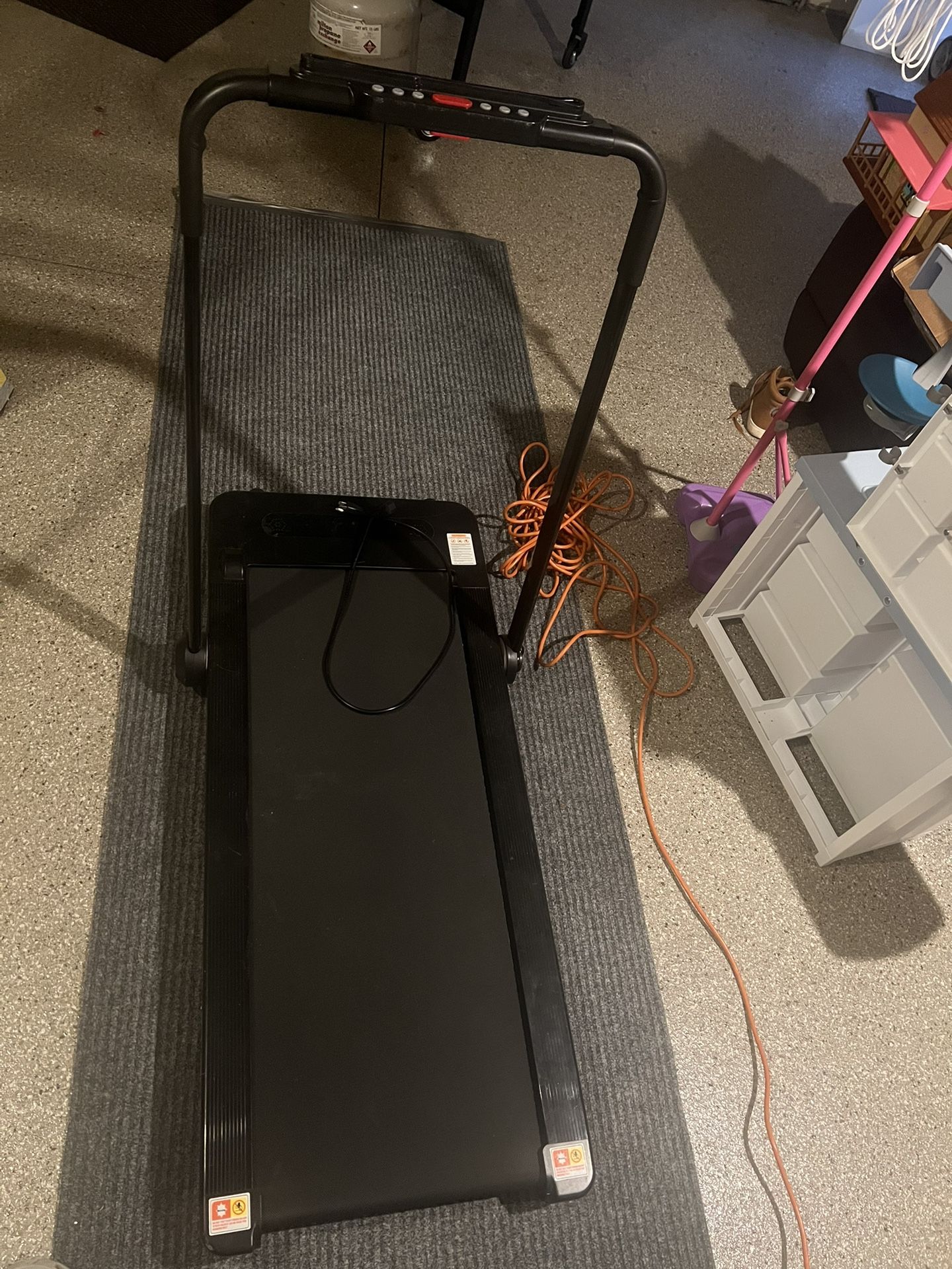 Portable compact treadmill with handles 