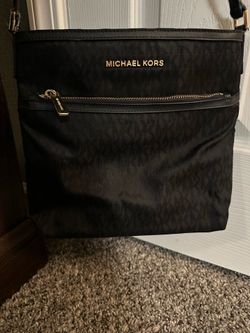 Michael Kors black nylon/logo-print crossbody bag
