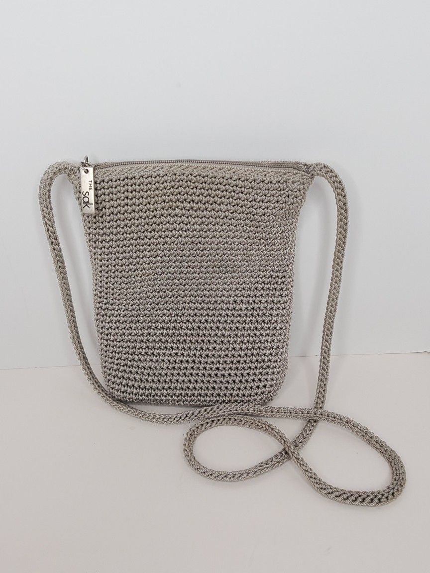 The Sak Crochet Crossbody Purse Taupe/Tan Crossbody Shoulder Bag