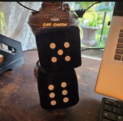 Black Dice Retro Fuzzy Dice Mirror Car