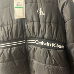 Calvin Klein Jeans Hooded Puffer Jacket Girls Size L (12/14) Black
