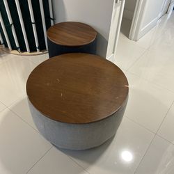 3 Round Upholstered Storage Ottomans