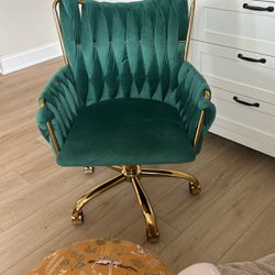 Rolling Chair Green Velvet 