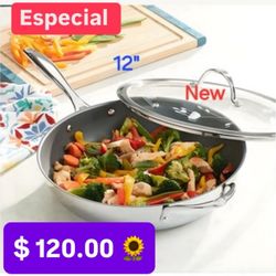Sarten Antiaderente Grande  $120.00 Especial De 12” Prepara Espagueti Paella Huevos Carnes Pollo Princess House Ventas Finales 