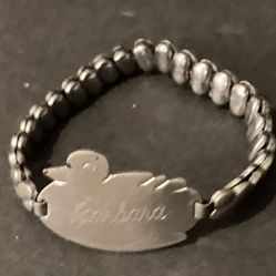 Vintage Duck Child’s Bracelet, engraved with “Barbara”-65+ Years Old
