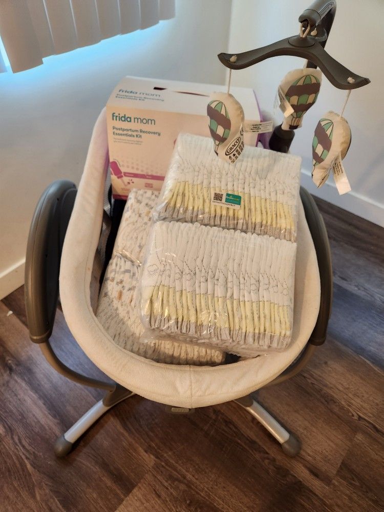 Baby Swing And DIAPERS