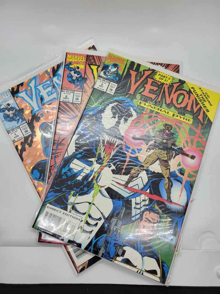 Marvel Comics Venom #1 2 3 Funeral Pyre #1 2 3  Complete Set Co-Starring Punisher