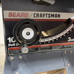10” Craftsman Cast Iron Table Saw With Fence, Blade Guard And Push Square. 