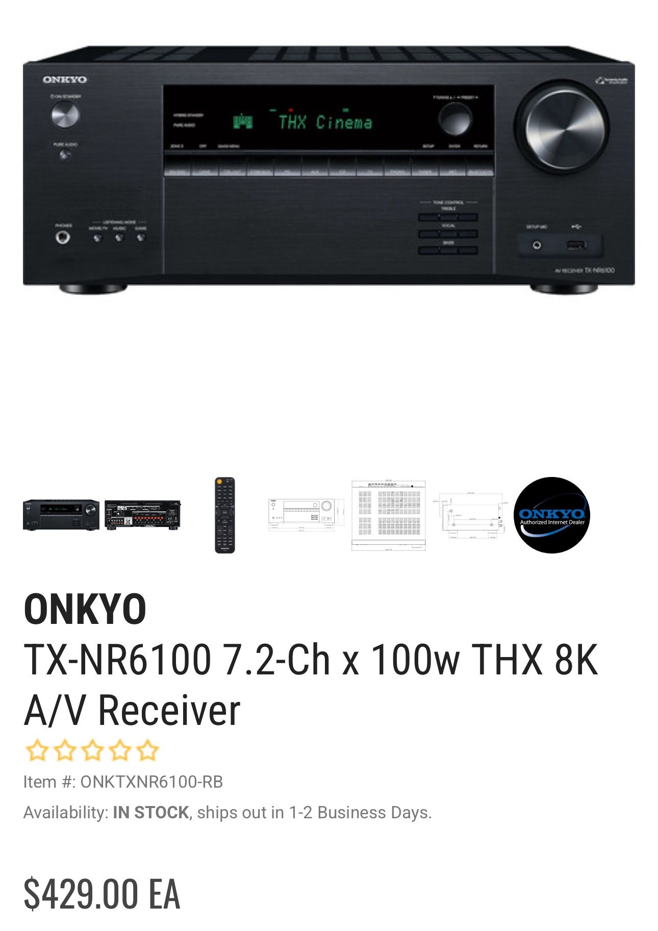Onyko TX-NR6100 7.2 Channel A/V Receiver