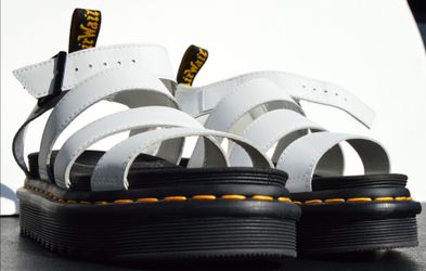 Dr. Martens BLAIRE White Hydro Leather Strap Sandals AirWair - White Size 6, New