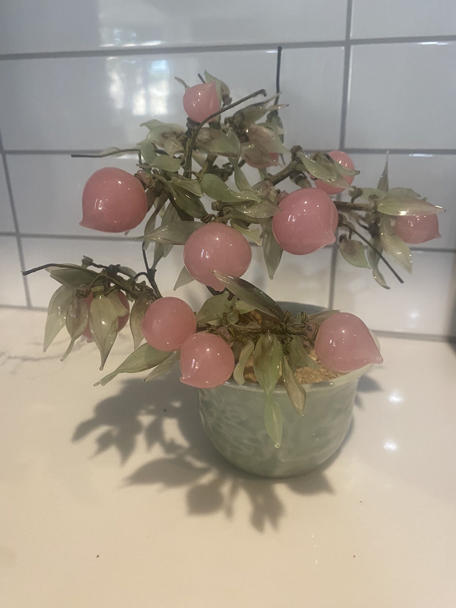 Vintage jade cherry blossom tree
