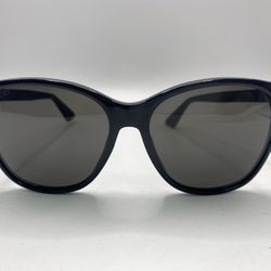 Gucci Square Polished Black Gray Women Sunglasses GG0024S 001 58 