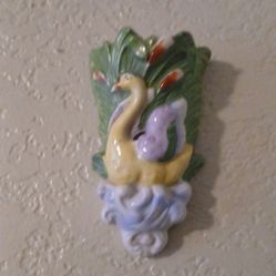 Japan Swan Granny/cottage Core Wall Pocket Vase