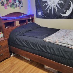 Full Bed Frame And Night Stand And Matress 