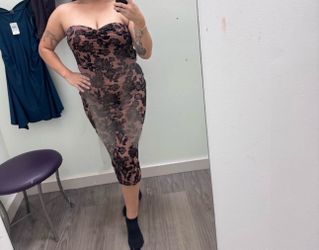 Lace Strapless Midi Dress