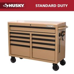 Husky
Standard Duty 46 in. W x 18 in. D 9-Drawer Gloss Tan Mobile Workbench Cabinet with Solid Wood Top
