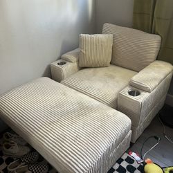 Beige corduroy oversized Chaise 