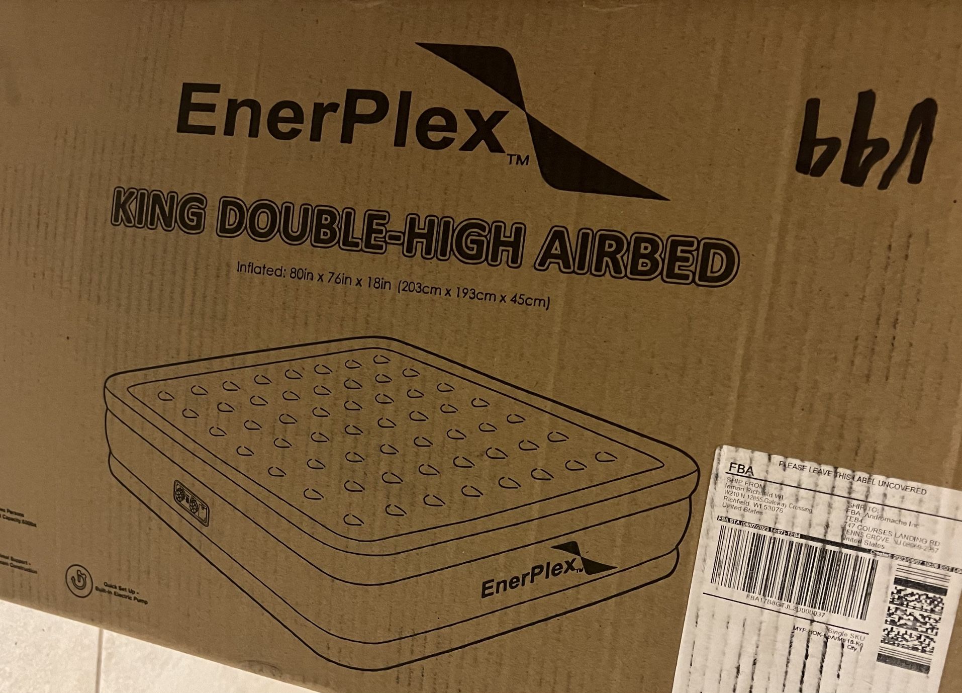 Brand New KING Size Double-high Airbed, 18 Inches