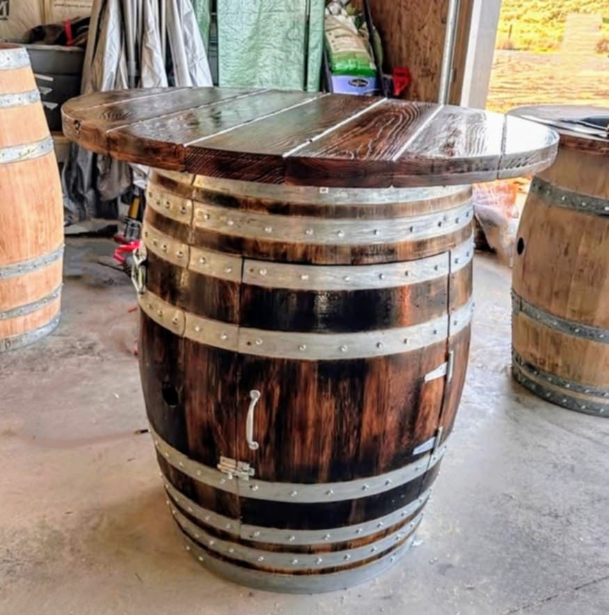 Wine Barrel Liquor Cabinet