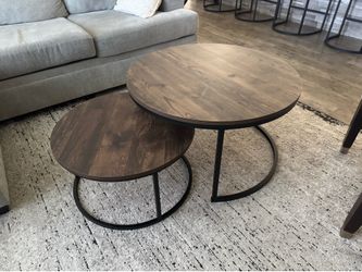 Nesting Coffee Table Set – Dark Walnut & Black Metal