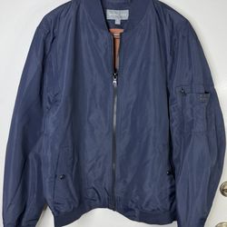 Michael Kors MK Bomber Jacket Navy Orange Lined XL