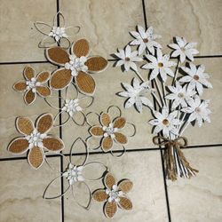 Set of 2 Burlap Floral Wall Decor - $10